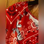 Talbots  Red & Blue Intricate Bandana Bird Print Cotton Shift Dress Size Small‎ Photo 3