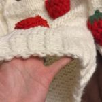 Handmade NWT Hand knit strawberry chunky knit cropped sweater cardiganan Photo 7
