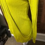 Athleta sz S Fine Knit Hooded Sweater Sweatshirt Double Zip Neon Yellow Green Photo 2