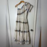 Mirth Paros Grecian Jamdani one shoulder cotton embroidered maxi dress S Blue Photo 3