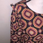 Loft Medallion Ruffle Shoulder Bar Back Blouse Top Woman’s Large Photo 2