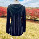 Vocal  Black Knit Hoodie Black & Gunmetal Tone Rhinestones Photo 9