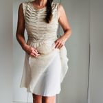 Y2K Knit Metallic gold/cream Womens Dress holiday NYE Sparkle Size Large Photo 5