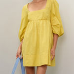 STAUD  Sophie Puff Sleeve Mini Dress‎ Yellow S Photo 0