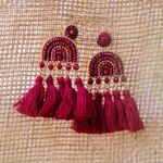 Boutique Garnet Red Boho Beaded Tassel Earrings Photo 0