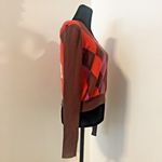 TWINKLE BY WENLAN Brown/Purple/Red Cropped Argyle Wool French Bulldog Sweater SM Brown Photo 3