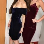 ZARA  | Navy Blue Velvet Dress Drop Shoulder Size XS Photo 1