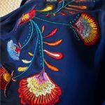 No Boundaries Navy Halter Neck Bikini Swim Top with Embroidered Flowers Photo 1