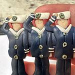 Handcrafted Clay Perhaps? Navy Sailors Brooch Pin Blue Naval Suits Photo 1