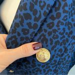 Boston Proper  Beyond Travel Prussian Cheetah Printed Double Breasted Knit Jacket Photo 5