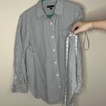 Rag and Bone  women grey white striped button down long sleeve cuffed shirt large Photo 2