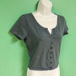 Hollister Blue Button Through Baby Tee Crop Top Photo 3