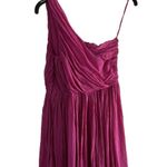 Theory FUCHIA ONE SHOULDER SILK PLEATED MINI DRESS- COCKTAIL PARTY / EVENING WEAR Photo 3
