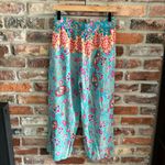 Umgee Boho Blue Floral Paisley Wide Leg Crop Pants, M Photo 5