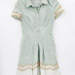 Tory Burch Emmy Green Printed Cotton Short Sleeve Pleated Shirt Dress Size 0 Photo 1