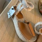 ZARA  LEATHER FLATFORM SANDALS SIZE 7.5US BROWN Photo 5