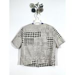 CAbi Ivory Black Houndstooth Short Sleeve Bomber Jacket 2 Way Zip Size Medium Photo 6