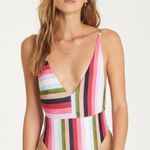 Billabong NWT Sun Quest One Piece Swimsuit Red Pink Multi Stripe Size XL New Photo 3