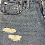 Madewell  The Mom Jean Short High Rise Distressed Light Denim Wash Size 31 Photo 3