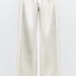 ZARA TRF MID WAIST LOOSE FOIL LONG WIDE LEG JEANS SILVER/White Size 4 NEW Photo 13