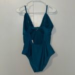 Shade & Shore  One Piece Plunge Tie Front Swimsuit Women’s L Large 12-14 Teal Photo 3