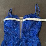 Women’s Blue Sparkly Mermaid Fit Prom Party Dress CrissCross Straps Size 4 *READ Photo 8