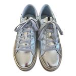 SHU SHOP Petula Platform Sneakers Metallic Silver Gold Stars Vegan Leather Sz 8 Photo 3