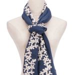 ✨RiscaWin Lady Sheer Soft Hit Jasmine Floral Embroidered Flower Scarf Shawl✨ Blue Photo 4