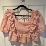 INDIE MAE Boutique women's pink floral ruffle babydoll top S Photo 8