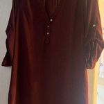 Wishful park Women’s  maroon gold long Sleeve sheer tunic Photo 0