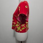 Vintage Ali Miles 90s Red Ribbed Beaded Tropical Crop Top MP Beach Vacation Size undefined Photo 2