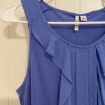 Elle NWOT |  women’s dot‎ stitch ruffle sleeveless blouse — XS Photo 1