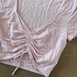 Wilfred  aritzia light pink short sleeve ruched tie crop top Photo 3