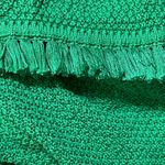 Talbots  Knit Sweater Fringe Sleeve Kelly Green Size L Large Cotton V-Neck Photo 4