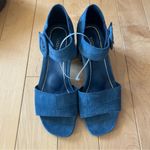 Vionic Chardonnay Croco Embossed Suede Dress Dark Denim Sandals Size 7.5 Photo 3