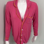 Women's Kickee Pants Collared Pajama Shirt in Flamingo Tamarin Trim Small Pink Photo 3