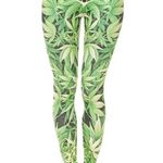 Women’s Weed Leaf Print 3D 420 Leggings Green Photo 4