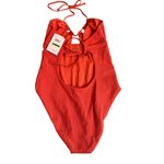 BECCA by Rebecca virtue Becca Pucker Up Cutout Ribbed One Piece Swim Orange Large Photo 2