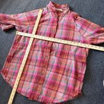 Free People  We The Free Summer Daydream Plaid Button‎ Down Tunic Top XS Red Pink Photo 4