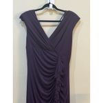 XScape Style 5574x Plum Off Shoulders Scuba Maxi Dress Ruffle Draped Ruched Photo 3