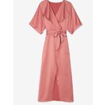 EXPRESS  Satin Wrap Midi Dress in Rose Pink Photo 2