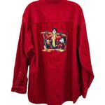Disney Vintage Shirt Large Goofy Donald Mickey Corduroy Quarter Button Rare 90s Photo 2