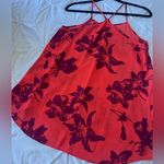 Banana Republic  Tank Top Cami Blouse Bright Orange/Red W/ Purple Print SIZE S Photo 5