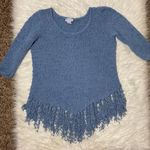 Soft Surroundings Serena Nubby Knit Blue Fringe Sweater Medium Photo 1