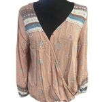 Mudd  Pink Wrap Blouse Relaxed Style Photo 0