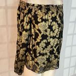 Hale Bob viola black gold metallic jacquard floral blouse size small Photo 2