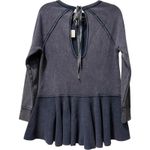 Free People NWT  Navy Mini  Sweatshirt‎ Dress Boho Oversized Open Tie Back XS Photo 1