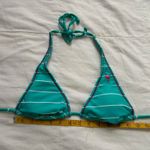 Teal Blue and white stripe pink flamingo bikini top Photo 4