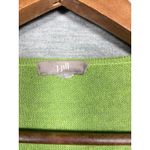 J.Jill Womens Cardigan Sweater L Lime Green Linen Blend Casual Open Front Photo 1