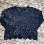 Unbranded Chenille Long Sleeved Dusty Blue Sweater with Scalloped Hem Small SM S Photo 2